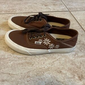 Vans Brown and White Floral Sneakers